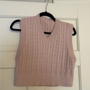 Pink Cable Knit Sweater Vest